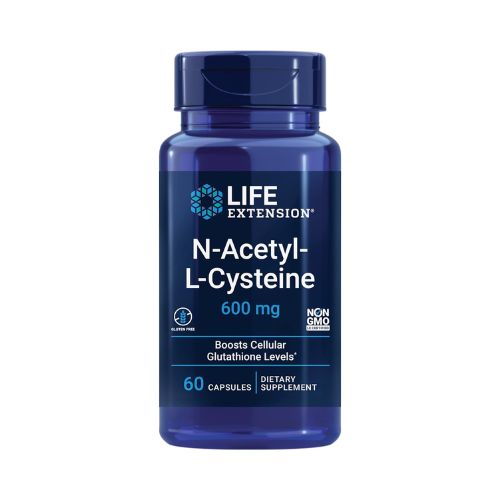 Life Extension N-Acetyl-L-Cysteine (NAC), immune, respiratory, liver health, NAC 600 mg, potent antioxidant support, free-radicals, easy to absorb, 60 capsules