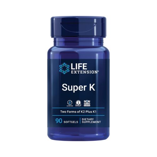 Life Extension Super K, vitamin K1, vitamin K2 mk-7, vitamin K2 mk-4, vitamin C, bone/heart/arterial health, 3-month supply, Gluten-Free, 1 Daily, Non-GMO, 90 softgels