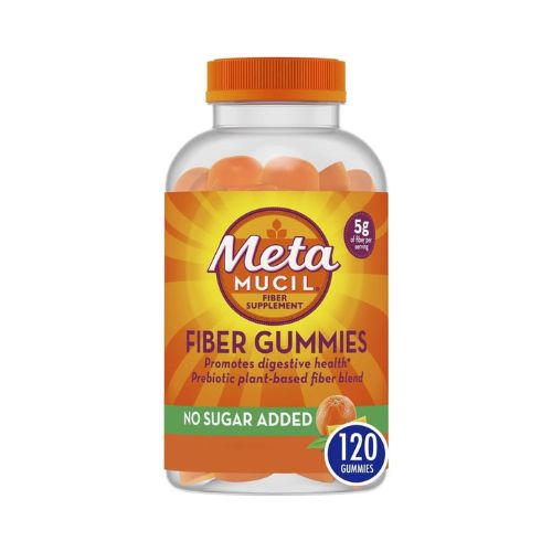 Metamucil Fiber Supplement Gummies, Sugar Free Orange Flavor, 5g Prebiotic Plant Based Fiber Blend, 120 Count