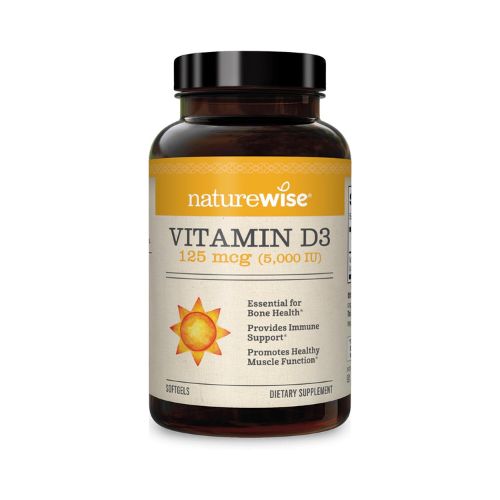 NatureWise Vitamin D3 5000iu (125 mcg) 1 Year Supply for Healthy Muscle Function, and Immune Support, Non-GMO, Gluten Free in Cold-Pressed Olive Oil, Packaging Vary ( Mini Softgel), 360 Count