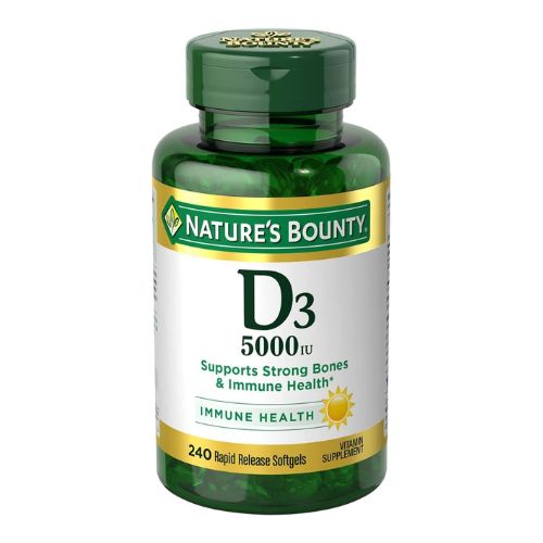 Nature's Bounty Vitamin D3, Immune Support, 125 mcg (5000iu), Rapid Release Softgels, 240 Ct