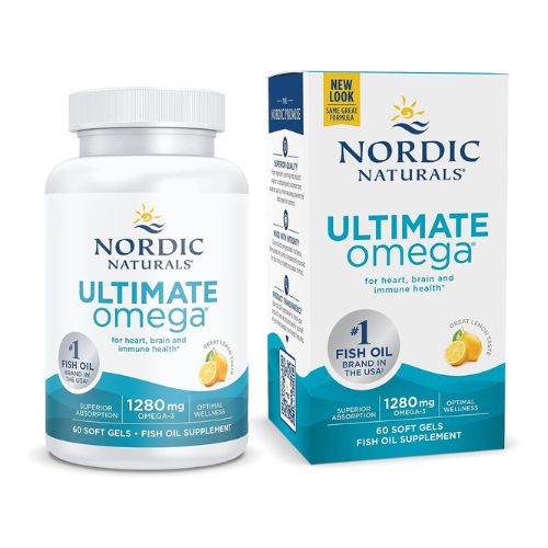 Nordic Naturals Ultimate Omega, Lemon Flavor - 60 Soft Gels - 1280 mg Omega-3 - High-Potency Omega-3 Fish Oil Supplement with EPA & DHA - Promotes Brain & Heart Health - Non-GMO - 30 Servings