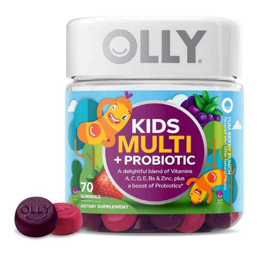 OLLY Kids Multivitamin + Probiotic Gummy, Digestive and Immune Support, Vitamins A, D, C, E, B, Zinc, Chewable Supplement, Berry, 35 Day Supply - 70 Count