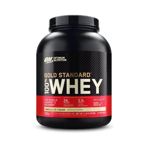 Optimum Nutrition Gold Standard 100% Whey Protein Powder, Vanilla Ice Cream, 5 Pound