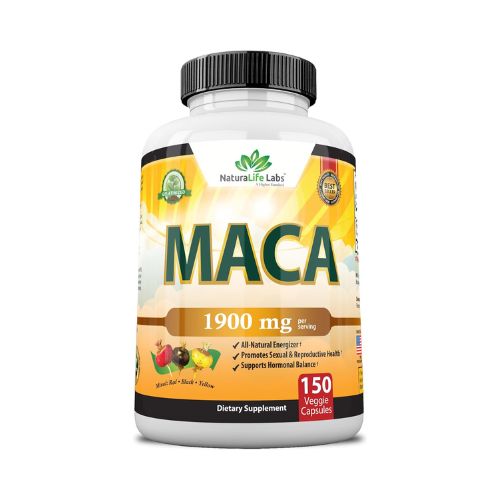 Organic Maca Root Black, Red, Yellow 1900 MG per Serving - 150 Vegan Capsules Peruvian Maca Root Gelatinized 100% Pure Non-GMO Supports Reproductive Health Natural Energizer