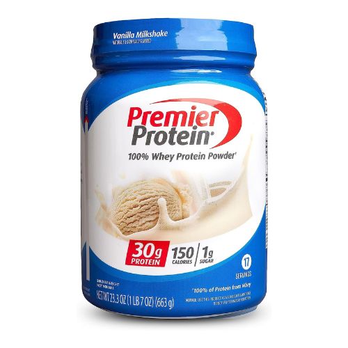 Premier Protein Powder, Vanilla Milkshake, 30g Protein, 1g Sugar, 100% Whey Protein, Keto Friendly, No Soy Ingredients, Gluten Free, 17 servings, 23.3 ounces