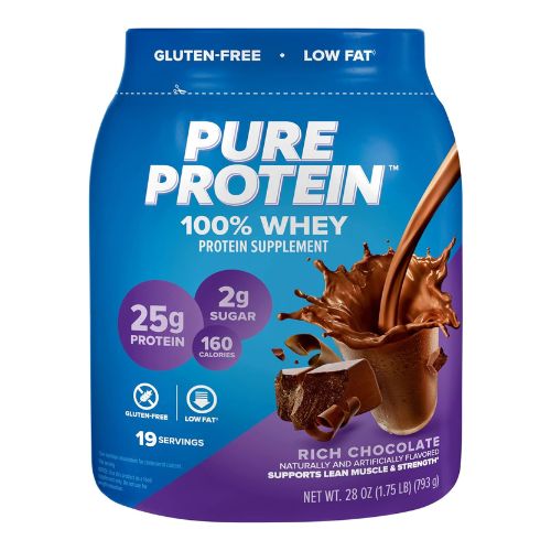 Pure Protein 100% Whey Protein Powder, Rich Chocolate, 25 g Protein, 1.75 lb