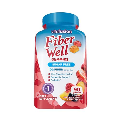 Vitafusion Fiber Well Sugar Free Fiber Supplement, Peach, Strawberry And Blackberry Flavored Supplements, 90 Count