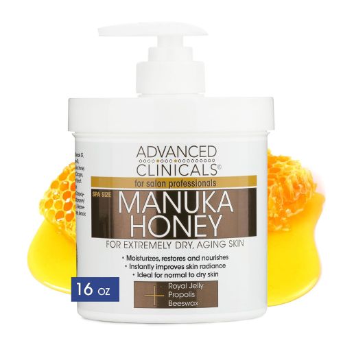 Advanced Clinicals Manuka Honey Cream Face Moisturizer & Body Butter For Dry Skin | Firming & Hydrating Miracle Balm Skin Care Moisturizing Lotion For Women, Wrinkles, & Sun Damaged Skin, 16Oz