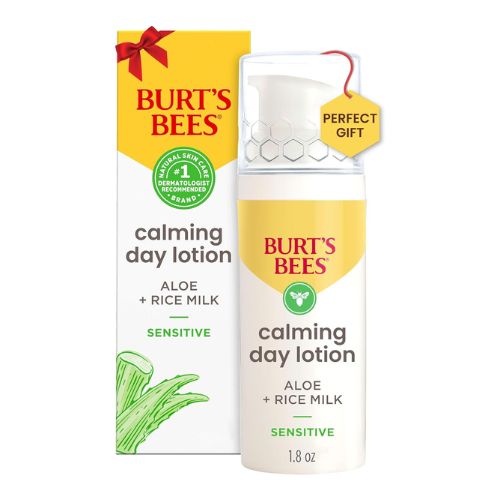 Burt's Bees Calming Day Lotion with Aloe and Rice Milk for Sensitive Skin, 98.8% Natural Origin, 1.8 Fluid Ounces