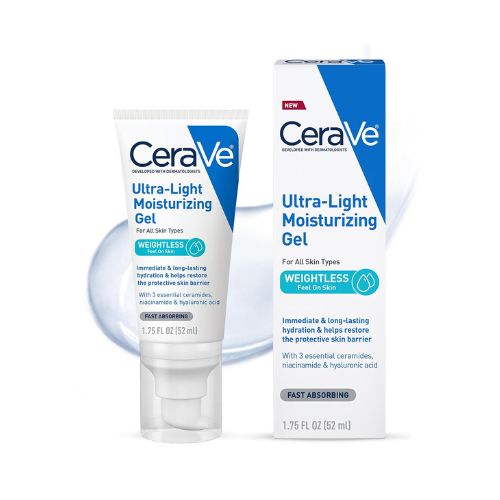 CeraVe Ultra-Light Moisturizing Gel, Hydrating Gel Face Moisturizer with Ceramides, Niacinamide, Hyaluronic Acid, Fragrance Free, Oil-Free, Weightless Mattifying Moisturizer, 1.75 FL Oz