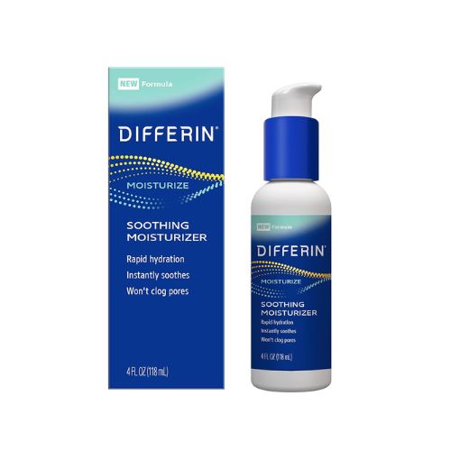 Differin Face Moisturizer, Soothing Lotion for Face and Body, Gentle Skin Care for Acne Prone Sensitive Skin, 4 oz (Packaging May Vary)