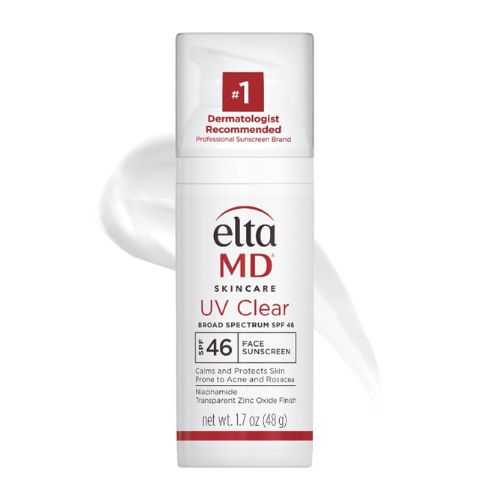 EltaMD UV Clear Face Sunscreen, SPF 46 Oil Free Sunscreen with Zinc Oxide, Protects and Calms Sensitive Skin and Acne-Prone Skin, Lightweight, Silky, Dermatologist Recommended, 1.7 oz Pump