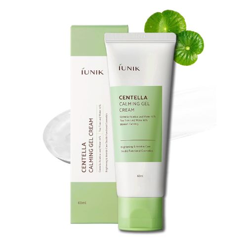 IUNIK Centella Calming Gel Cream Vegan Non-Sticky Face Moisturizer Acne-prone Sensitive Oily Skin Hydrating Plant-based - Centella 70% Tea Tree Water 10% Rosacea Breakout Blemish Korean Skincare