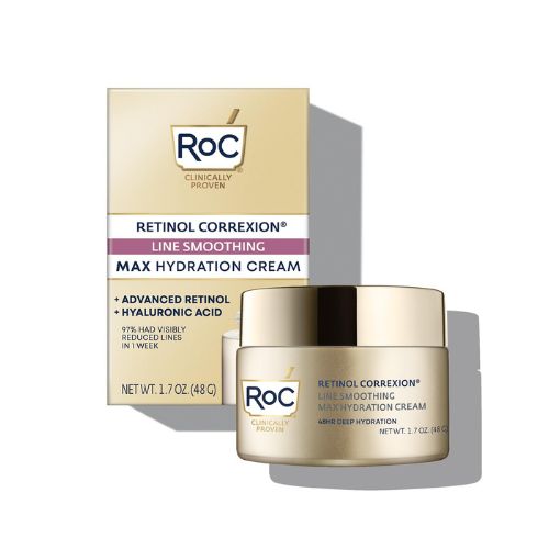 RoC Retinol Correxion Max Daily Hydration Anti-Aging Face Moisturizer with Hyaluronic Acid, Oil Free Skin Care Cream for Fine Lines, Dark Spots, Post-Acne Scars, 1.7 Ounces