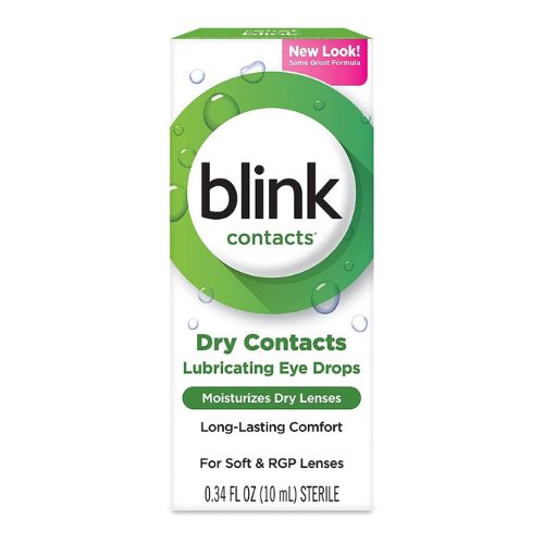 Blink Contacts Lubricating Eye Drops for Soft & RGP Contact Lenses, Lubricant Eye Drops with Hyaluronate for Hydration, Moisturizing & Comforting Daily Eye Care, 0.34 fl oz