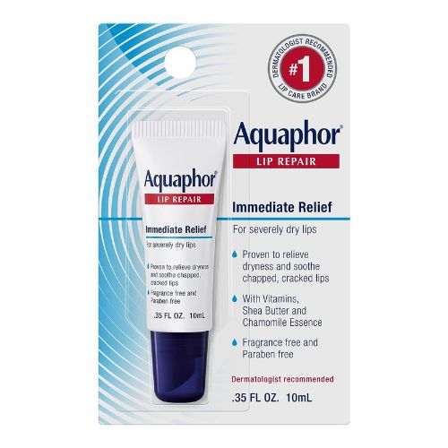 Aquaphor Lip Repair Ointment - Long-lasting Moisture to Soothe Dry Chapped Lips - .35 fl. oz. Tube