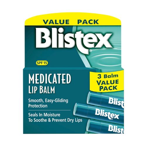 Blistex Medicated Lip Balm, 0.15 Ounce, 3 Count (Pack of 1) Prevent Dryness & Chapping, SPF 15 Sun Protection, Seals in Moisture, Hydrating Lip Balm, Easy Glide Formula for Full Coverage