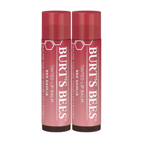 Burt's Bees Lip Tint Balm, Red Dahlia, 2-Pack, Hydrating Shea Butter for a Natural Looking Buildable Finish