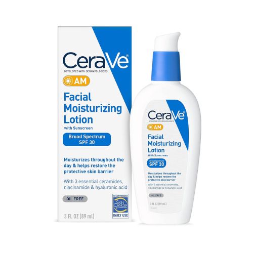 CeraVe AM Facial Moisturizing Lotion SPF 30 | Oil-Free Face Moisturizer with Sunscreen | Non-Comedogenic | 3 Ounce