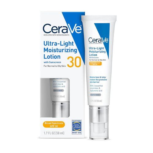 CeraVe Moisturizing Lotion SPF 30, Sunscreen and Face Moisturizer with Hyaluronic Acid & Ceramides, Oil Free, 1.7 Ounce