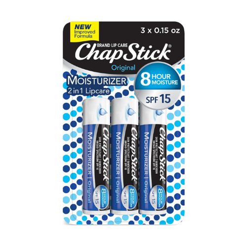 ChapStick Moisturizer Original Lip Balm Tubes, SPF 15 and Skin Protectant - 0.15 Oz (Pack of 3)