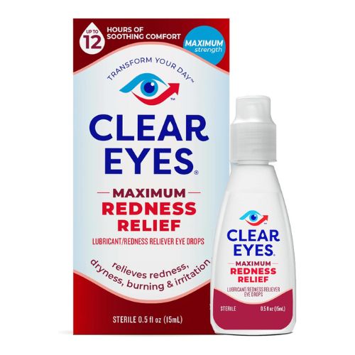 Clear Eyes Maximum Redness Eye Relief Eye Drops, 0.5 Fl Oz, Pack of 3