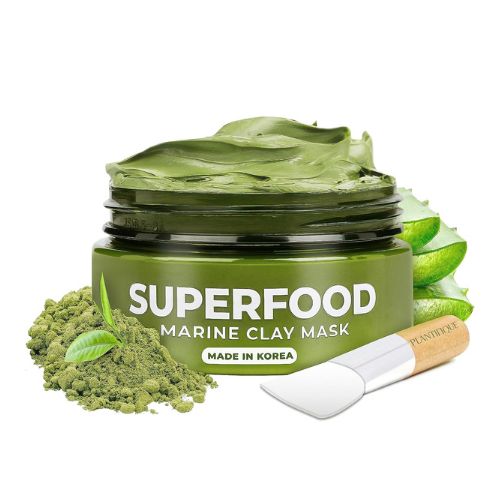 PLANTIFIQUE Korean Skin Care Detox Face Mask with Avocado & Superfoods - Hydrating Clay Mud Mask Dermatologist Tested for Face and Body - Vegan Skincare 3.4 Oz/100ml