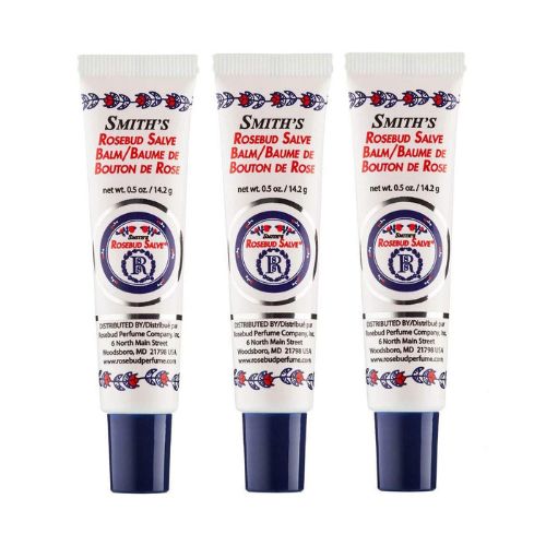 Rosebud Perfume Co. Original Rosebud Salve Tube Three Pack - Moisturizes and Protects Lips - Soothes Irritation and Dry Skin - 3 x 0.5 oz Tubes