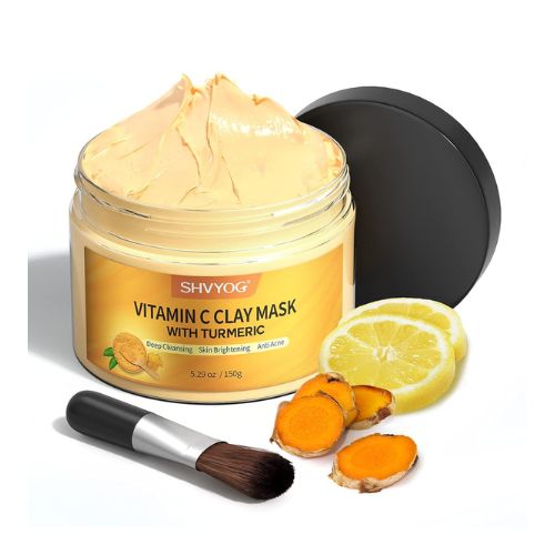 Vitamin C Face Mask with Kaolin Clay and Turmeric for Dark Spots, Dull Skin, Skincare Facial Mask for Controlling Oil and Refining Pores 5.29 Oz