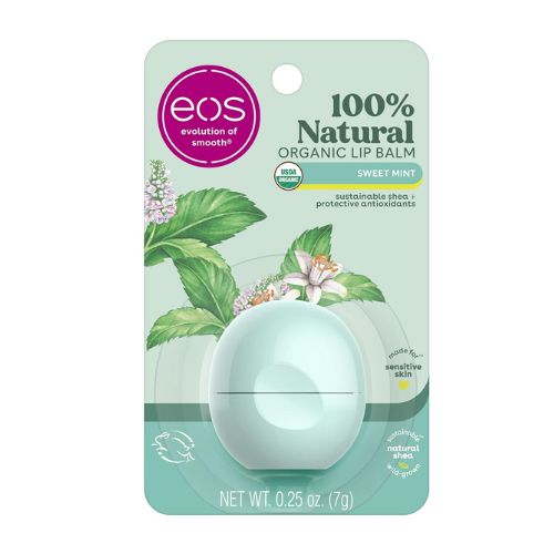 eos 100% Natural & Organic Lip Balm- Sweet Mint, Dermatologist Recommended, All-Day Moisture, Made for Sensitive Skin, Lip Care Products, 0.25 oz