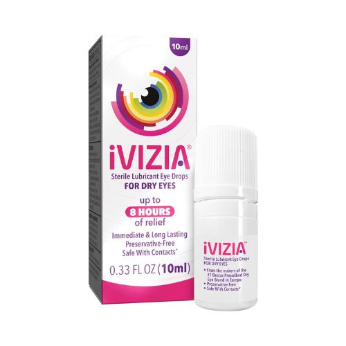 iVIZIA Sterile Lubricant Eye Drops for Dry Eyes, Preservative-Free, Moisturizing, Dry Eye Relief, Contact Lens Friendly, 0.33 fl oz Bottle