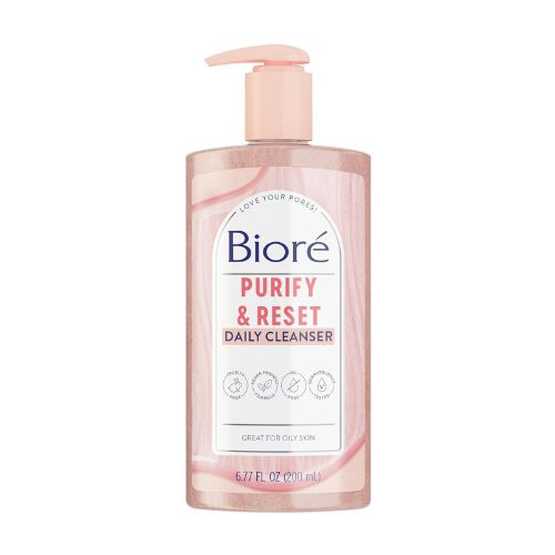 Bioré Rose Quartz + Charcoal Daily Purifying Cleanser, Oil Free Facial Cleanser Energizes Skin, Dermatologist Tested and Cruelty Free, 6.77 oz