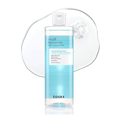 COSRX Low pH Niacinamide Micellar Cleansing Water 13.52fl.oz/400ml, Daily Mild Facial Cleansing Wash for Sensitive Skin, Sebum Control, Paraben Free, Korean Skincare