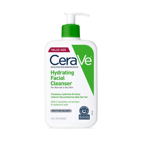 CeraVe Hydrating Facial Cleanser, Moisturizing Non-Foaming Face Wash with Hyaluronic Acid, Ceramides and Glycerin, Fragrance Free Paraben Free, 16 Fluid Ounce