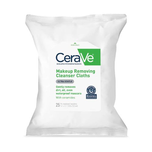 CeraVe Makeup Removing Cleanser Cloths, Makeup Wipes to Remove Dirt, Oil, & Waterproof Eye & Face Makeup, Fragrance Free, 25 Count