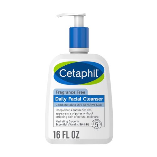 Cetaphil Face Wash, Daily Facial Cleanser for Sensitive, Combination to Oily Skin, NEW 16 oz, Fragrance Free, Gentle Foaming, Soap Free, Hypoallergenic