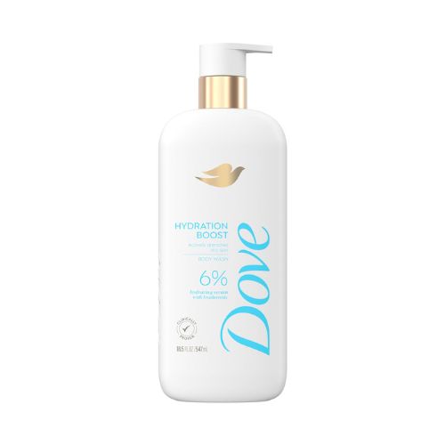 Dove Body Wash Hydration Boost Actively drenches dry skin 6% hydration serum with hyaluronic 18.5 oz