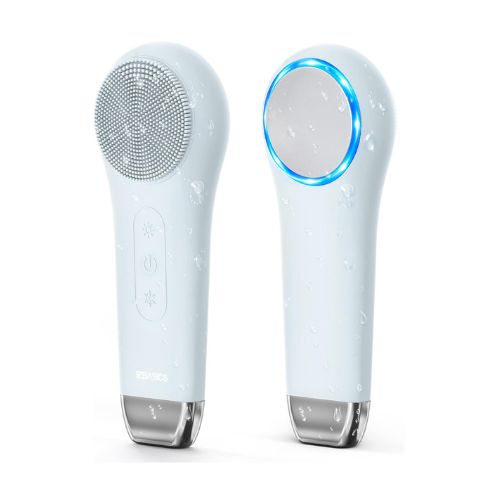 EZBASICS Facial Cleansing Brush face Scrubber Waterproof Face Scrub Brush for Men & Women Rechargeable Face Brushes for Facial Cleansing, Electric Silicone Face Scrubber Cleanser Brush Light Grey