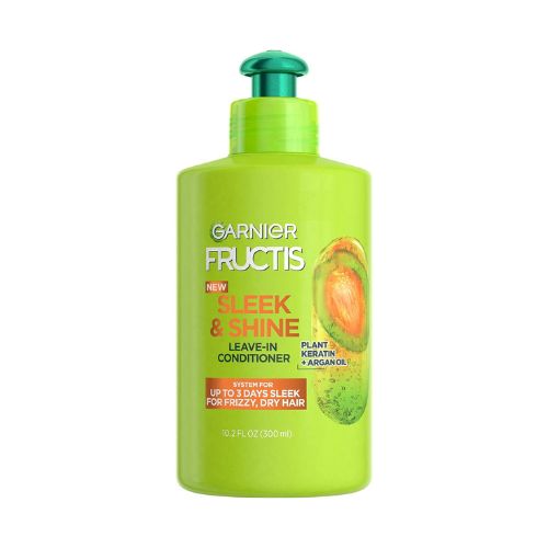 Garnier Fructis Sleek & Shine Leave-In Conditioning Cream for Frizzy, Dry Hair, Plant Keratin + Argan Oil, 10.2 Fl Oz, 1 Count