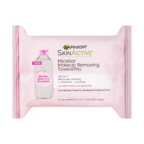 Garnier SkinActive Micellar Facial Cleanser & Makeup Remover Wipes, Gentle for All Skin Types (25 Wipes), 1 Count