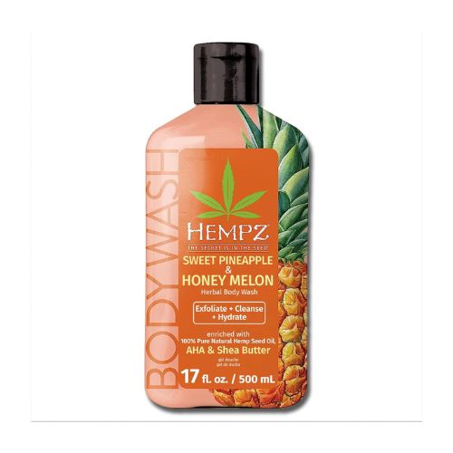 Hempz Body Wash - Sweet Pineapple & Honey Melon - Hydrating for Sensitive Skin, Scented, Exfoliating with Shea Butter, Pure Hemp Seed Oil, and Algae for Sensitive Skin - 17 fl oz