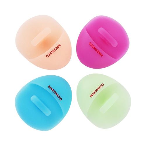 INNERNEED Super Soft Silicone Face Cleanser and Massager Brush Manual Facial Cleansing Brush Handheld Mat Scrubber for Sensitive, Delicate, Dry Skin (Pack of 4)