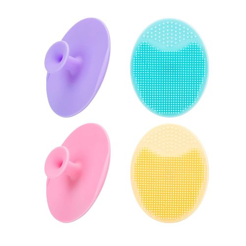 4 Pack Face Scrubber,JEXCULL Soft Silicone Facial Cleansing Brush Face Exfoliator Blackhead Acne Pore Pad Cradle Cap Face Wash Brush for Deep Cleaning Skin Care