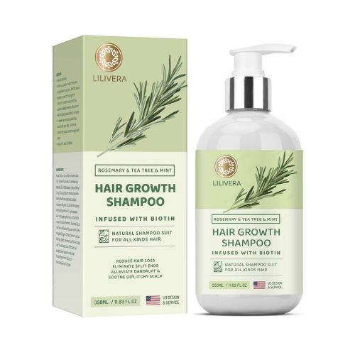 Lilivera Rosemary Hair Growth Shampoo: Shampoo for Hair Loss - Shampoo for Thinning Hair for Men and Women - Rosemary Mint Strengthening Shampoo with Tea Tree Oil Bition - 11.8 fl. oz