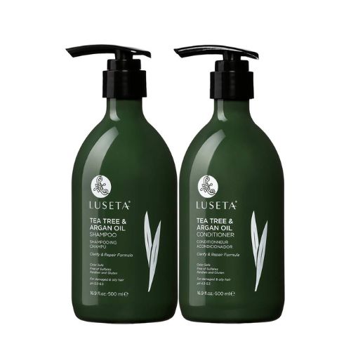 Luseta Tea Tree Shampoo and Conditioner Set with Argan Oil for Oily Hair Clarifying, Fighting Dandruff Sulfate Paraben Free for Men and Women 2x16.9oz