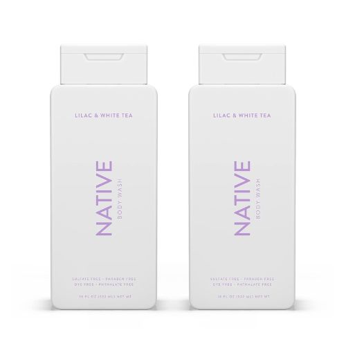 Native Body Wash Contains Naturally Derived Ingredients, for Women & Men, Sulfate, Paraben, & Dye Free Leaving Skin Soft and Hydrating, Lilac & White Tea 18 oz - 2 Pk