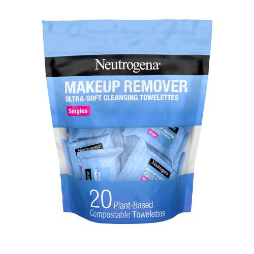 Neutrogena Makeup Remover Wipes Singles, Daily Facial Cleanser Towelettes, Gently Removes Oil & Makeup, Alcohol-Free Makeup Wipes, Individually Wrapped, 20 ct