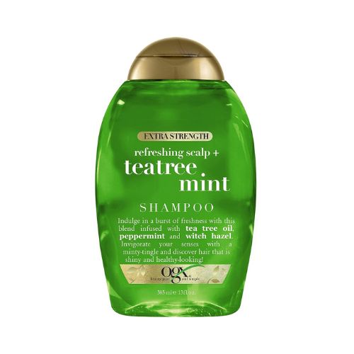 OGX Extra Strength Refreshing Scalp + Teatree Mint , Invigorating Scalp Shampoo with Tea Tree & Peppermint Oil & Witch Hazel, Paraben/ Sulfate-Free Surfactants, 13 fl oz