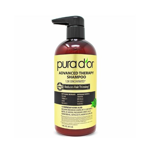 PURA D'OR Advanced Therapy Shampoo (16oz) Reduces Hair Thinning & Increases Volume, No Sulfate, Biotin Shampoo Infused with Argan Oil, Aloe Vera for All Hair Types, Men & Women